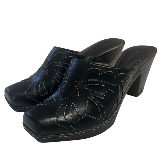 Gianni Bini “Saddle” Black Leather Western Style Mules Size 7.5-run small size 7 - Picture 1 of 11